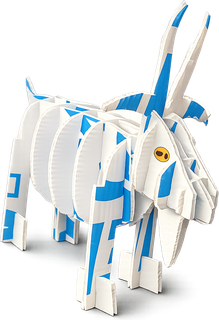 The Corrugoat, a goat built from an upcycled lawn sign